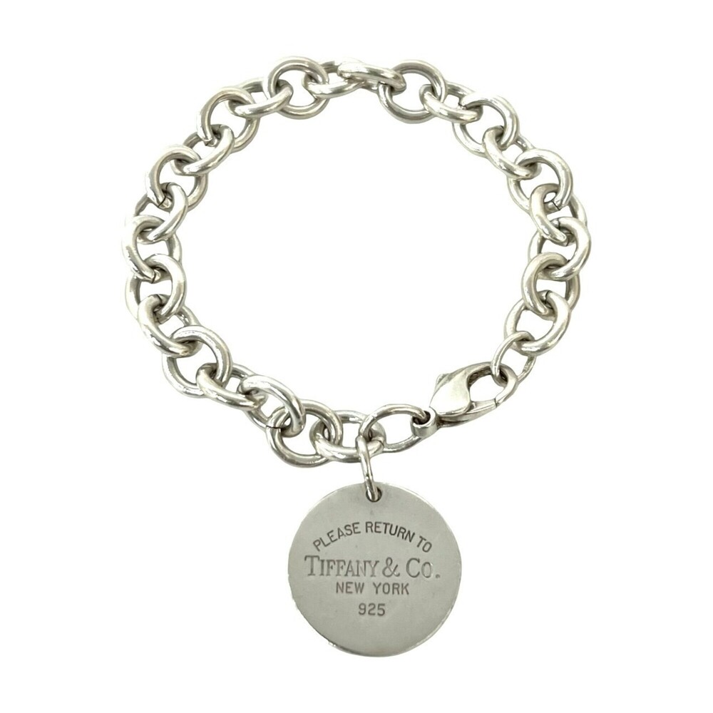 TIFFANY&Co. Tiffany Return to Oval 925 Chain Bracelet Bangle Silver Accessory...